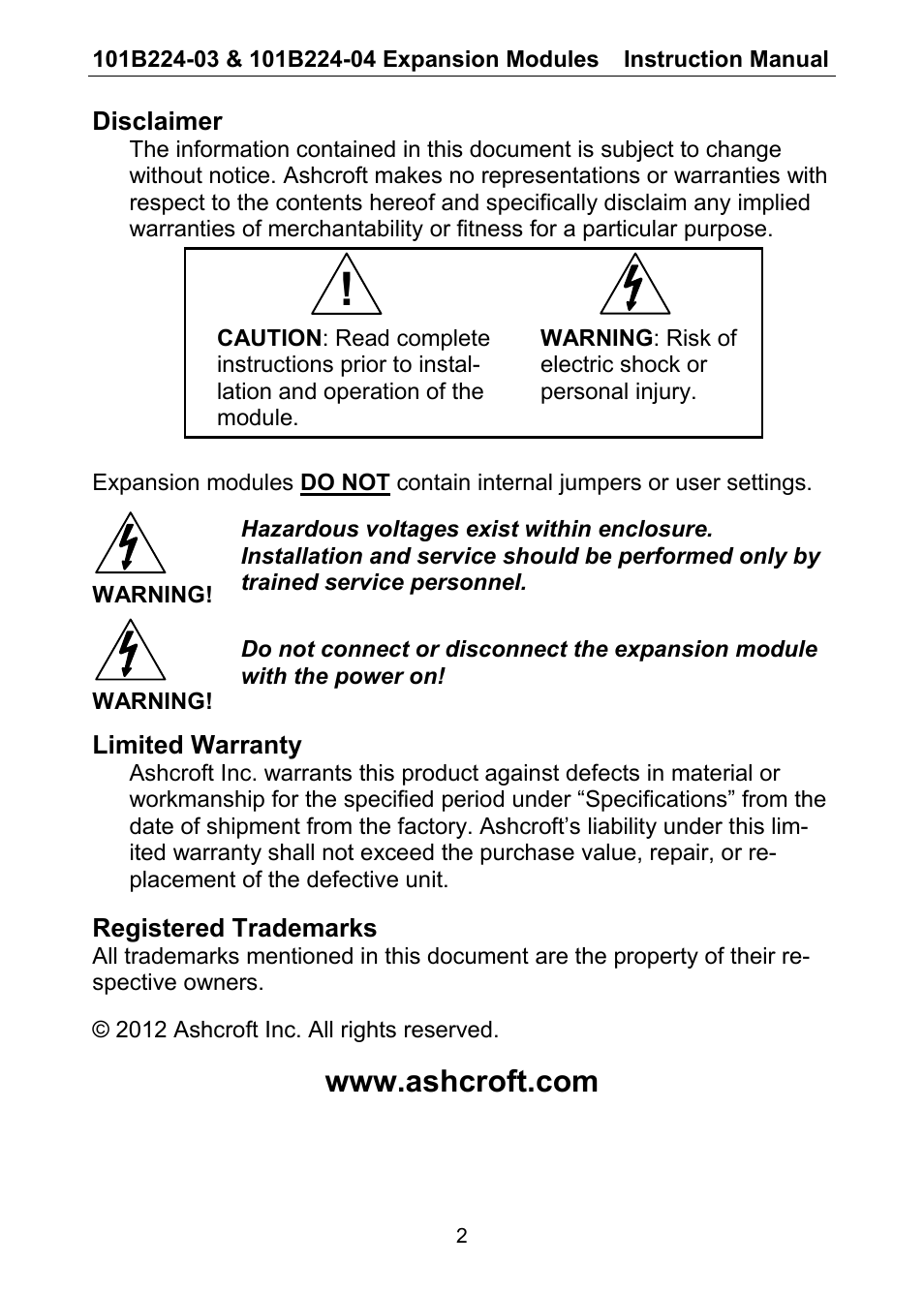Ashcroft DM61 User Manual | Page 2 / 8