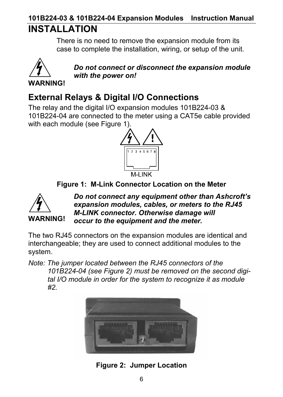 Installation, External relays & digital i/o connections | Ashcroft DM61 User Manual | Page 6 / 8