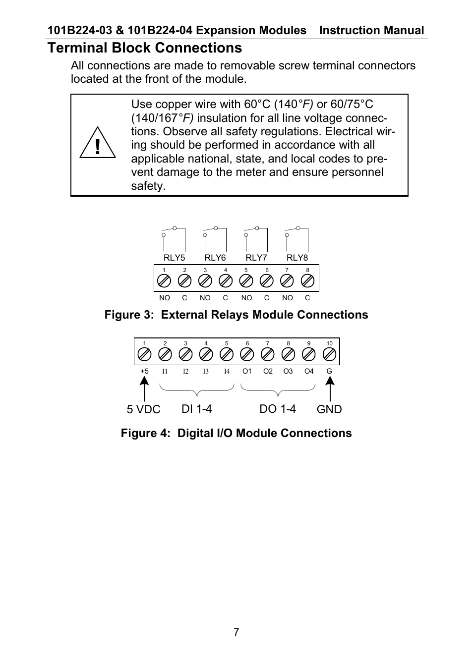 Terminal block connections, Figure 3: external relays module connections | Ashcroft DM61 User Manual | Page 7 / 8