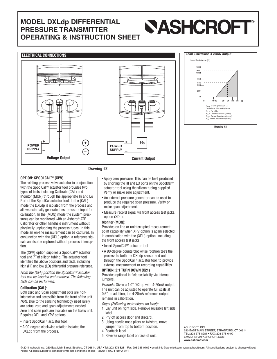 Ashcroft DXLdp - Differential Pressure Transmitter User Manual | Page 2 / 2