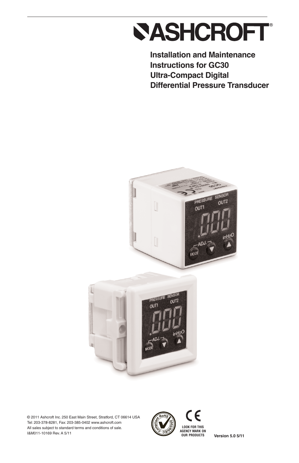 Ashcroft GC30 Ultra-Compact Differential Pressure Sensor User Manual | 20 pages