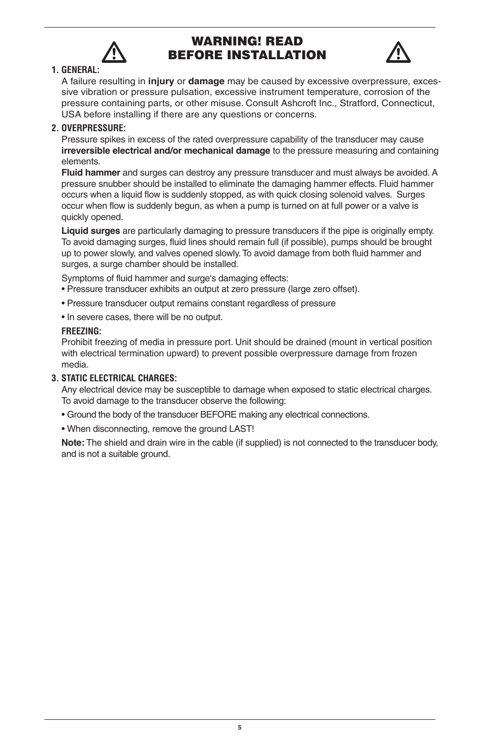 Ashcroft GC30 Ultra-Compact Differential Pressure Sensor User Manual | Page 5 / 20