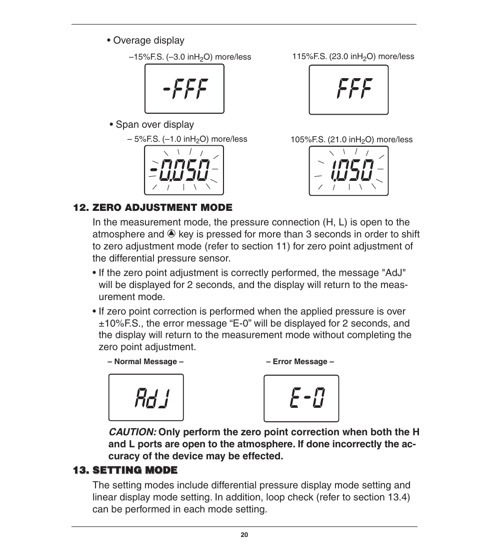 Adj e-0 | Ashcroft GC52 - Rangeable wet/wet Differential Pressure Transmitter User Manual | Page 20 / 28