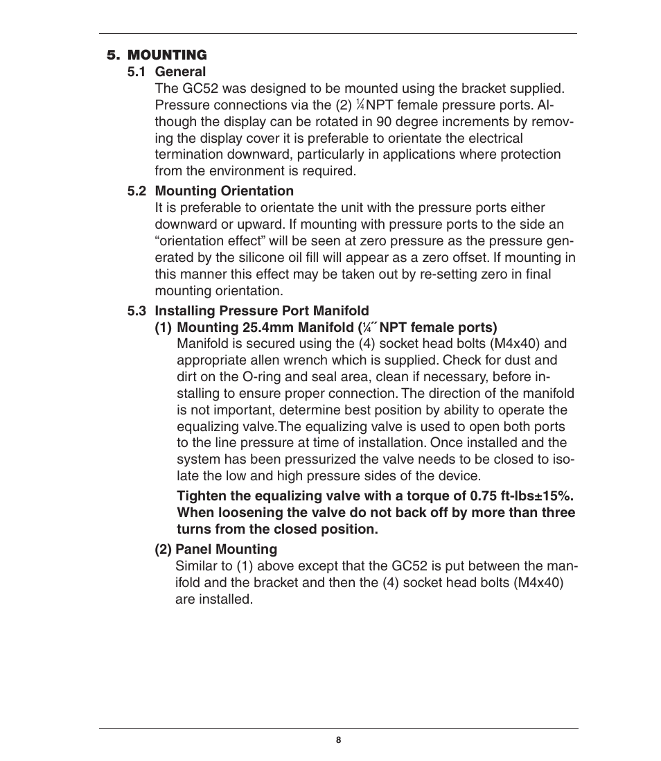 Ashcroft GC52 - Rangeable wet/wet Differential Pressure Transmitter User Manual | Page 8 / 28
