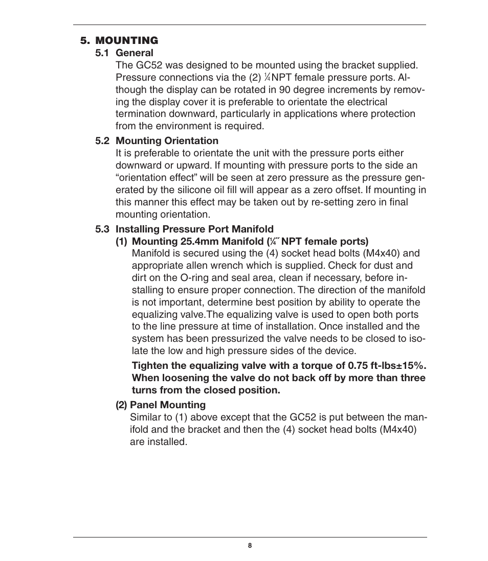 Ashcroft GC52 - Rangeable wet/wet Differential Pressure Transmitter User Manual | Page 8 / 40