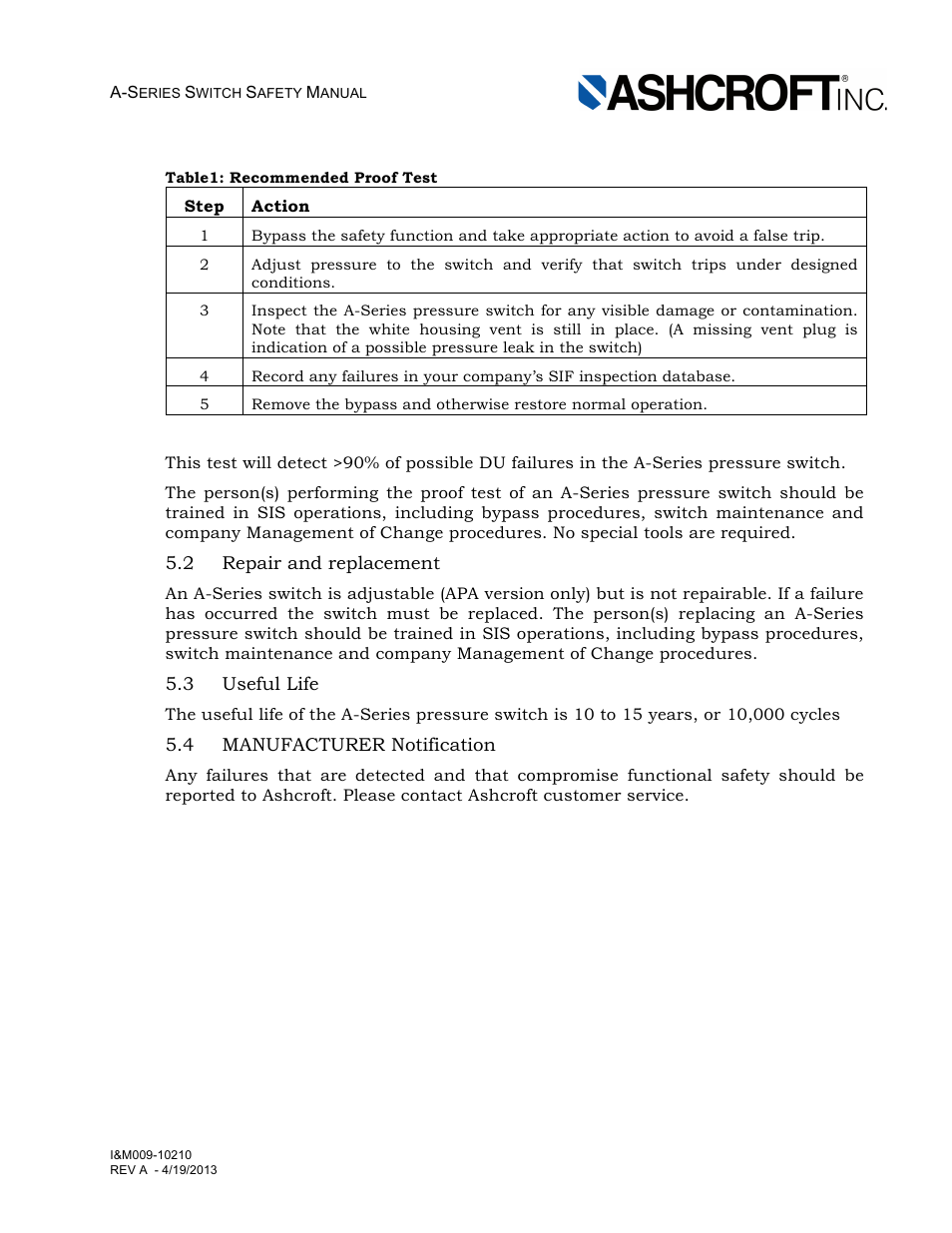 Ashcroft A Series - N4 Pressure Switch User Manual | Page 8 / 10
