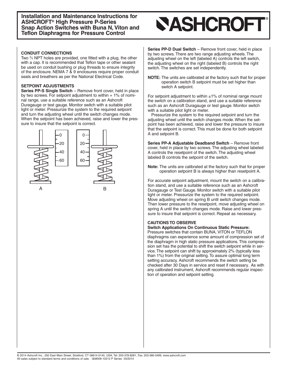 Ashcroft P-N7 pressure switches User Manual | Page 2 / 2