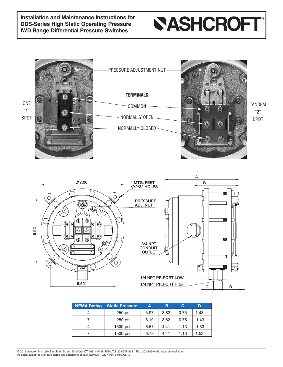 Ashcroft DDS Series DP Switch User Manual | Page 2 / 2