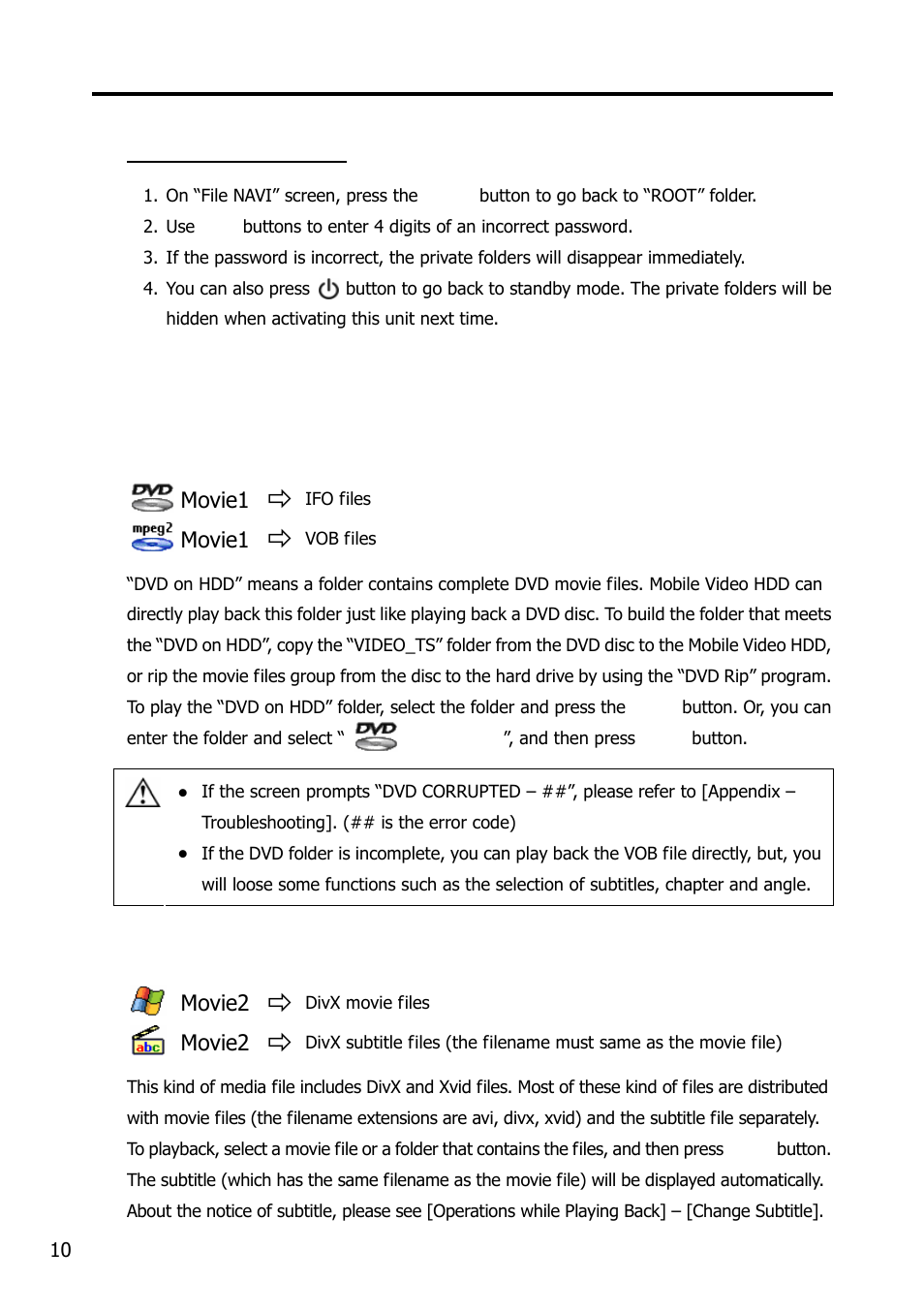 Using the av playback function, Introduction and playback of the media files | Argosy Research Mobile Video HDD User Manual | Page 14 / 43