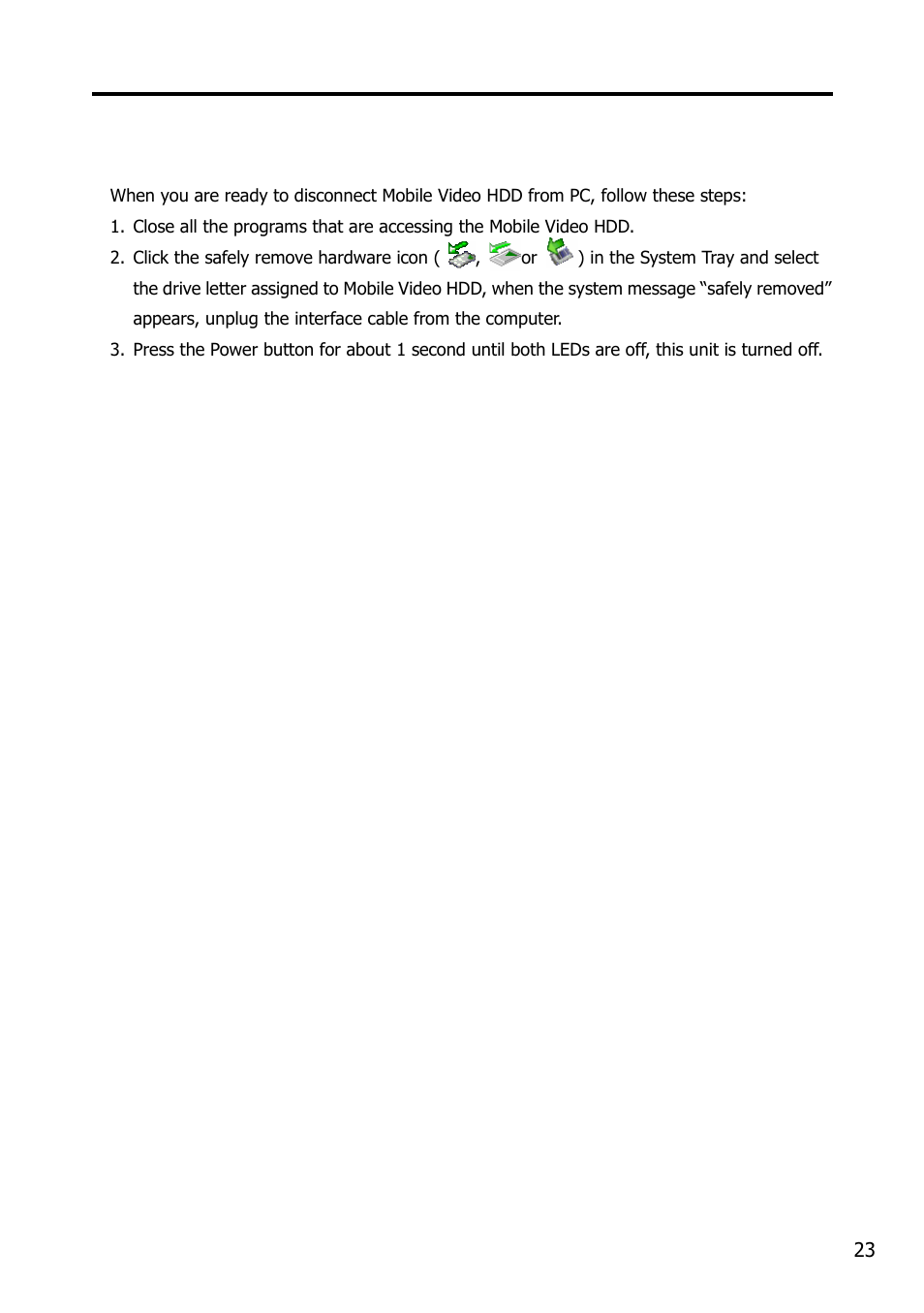 Pc operation, Disconnecting from pc | Argosy Research Mobile Video HDD User Manual | Page 27 / 43