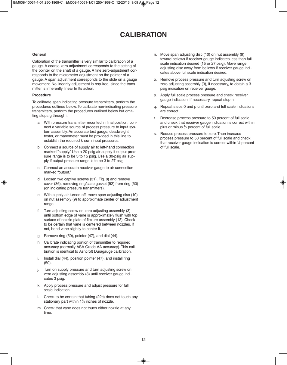 Calibration | Ashcroft 4480 - Pneumatic Transmitter User Manual | Page 12 / 16