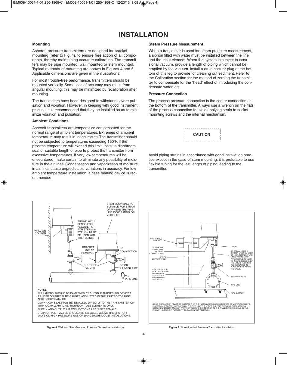 Installation | Ashcroft 4480 - Pneumatic Transmitter User Manual | Page 4 / 16