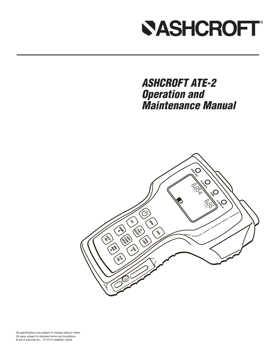 Ashcroft ATE-2 - Handheld Calibrator User Manual | 86 pages