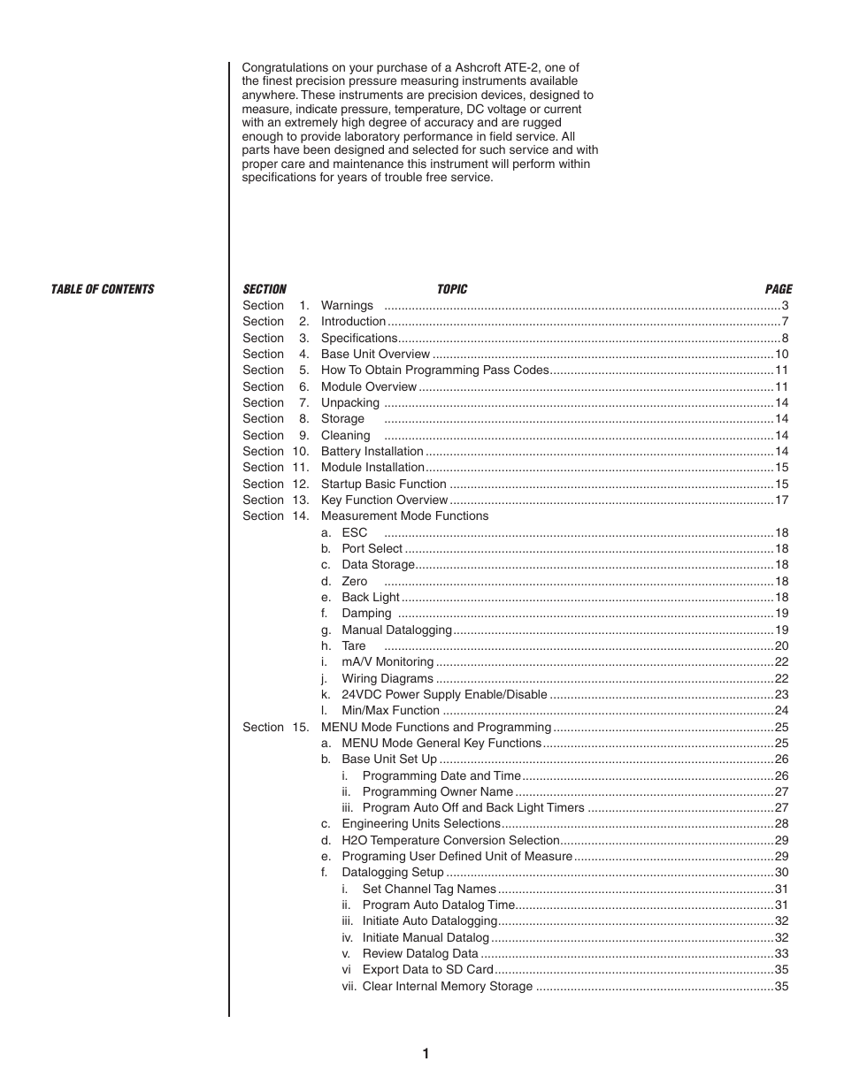 Ashcroft ATE-2 - Handheld Calibrator User Manual | Page 3 / 86