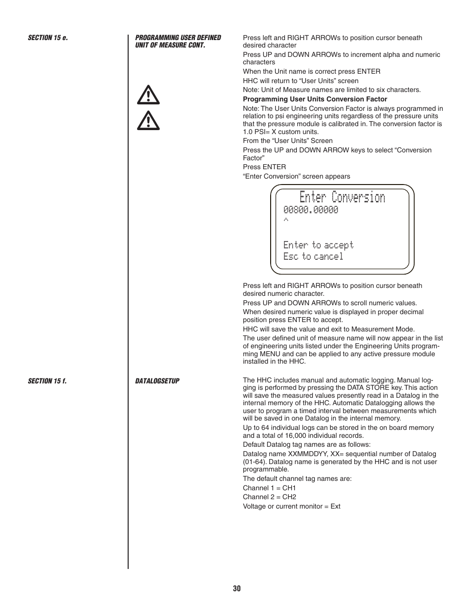 Enter conversion | Ashcroft ATE-2 - Handheld Calibrator User Manual | Page 32 / 86