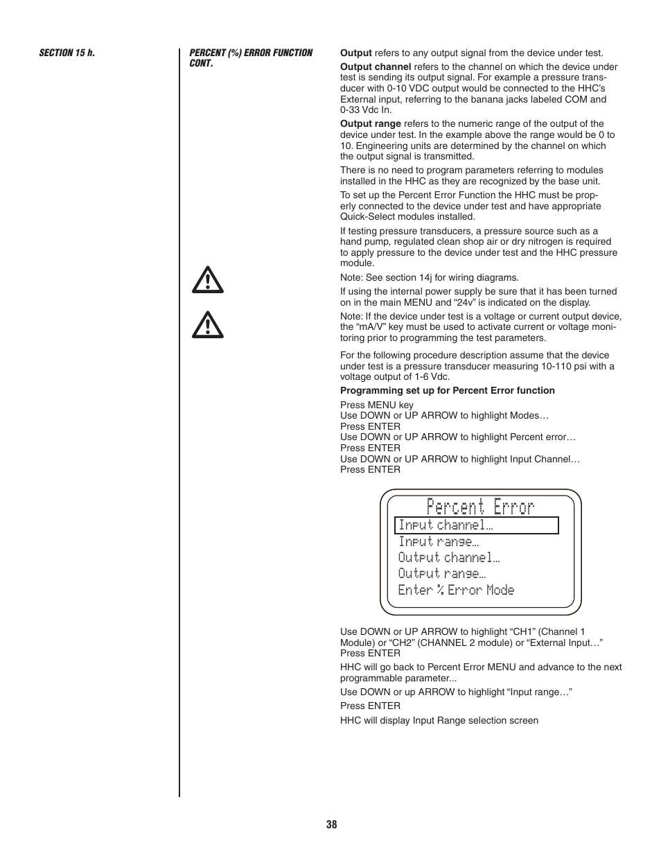 Ꮨƽ Ꮨƽ, Percent error | Ashcroft ATE-2 - Handheld Calibrator User Manual | Page 40 / 86