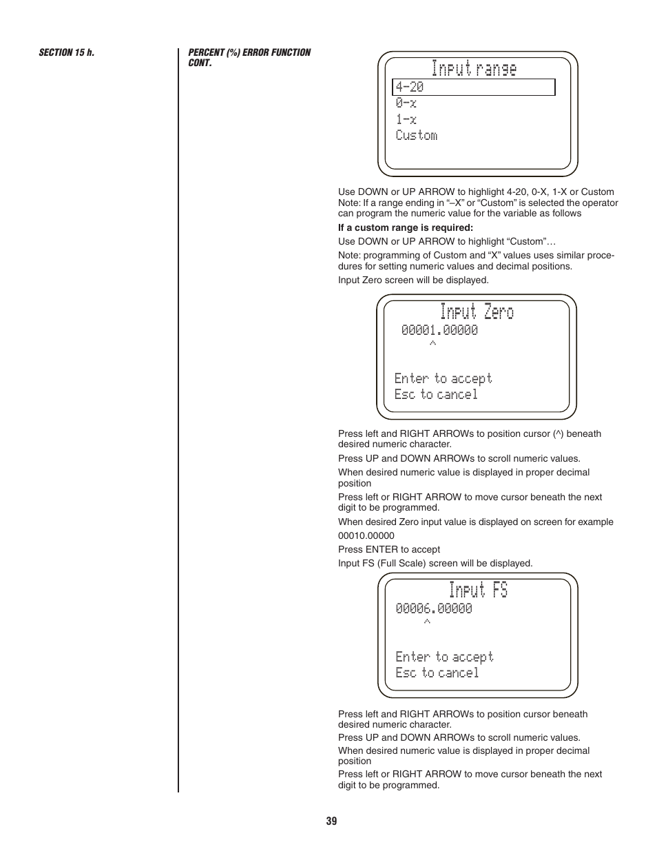 Input, Range, Input zero | Input fs | Ashcroft ATE-2 - Handheld Calibrator User Manual | Page 41 / 86