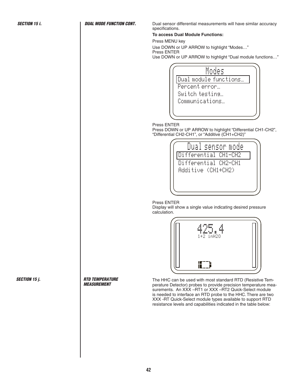 Dual, Sensor, Mode | Modes | Ashcroft ATE-2 - Handheld Calibrator User Manual | Page 44 / 86
