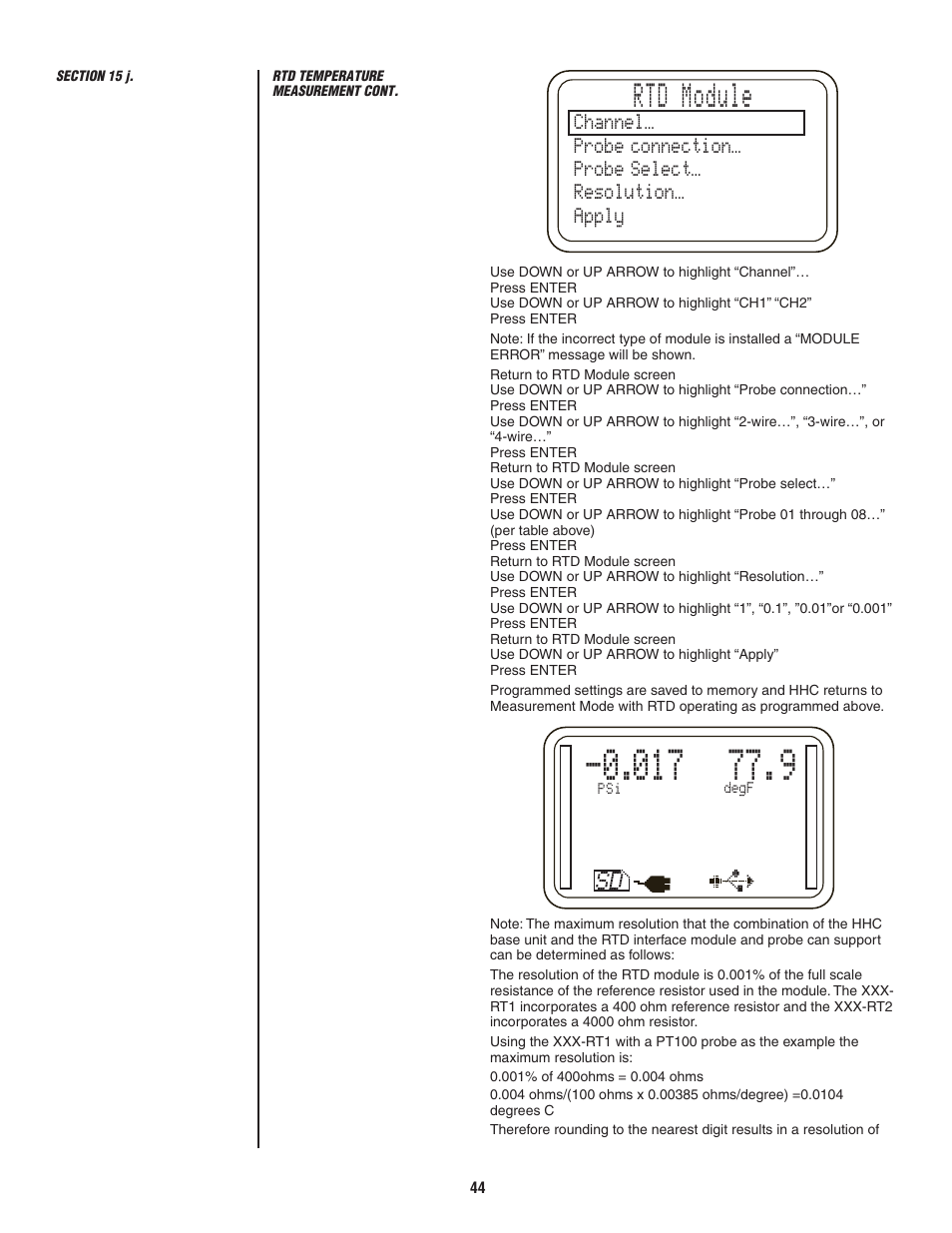 Rtd module | Ashcroft ATE-2 - Handheld Calibrator User Manual | Page 46 / 86
