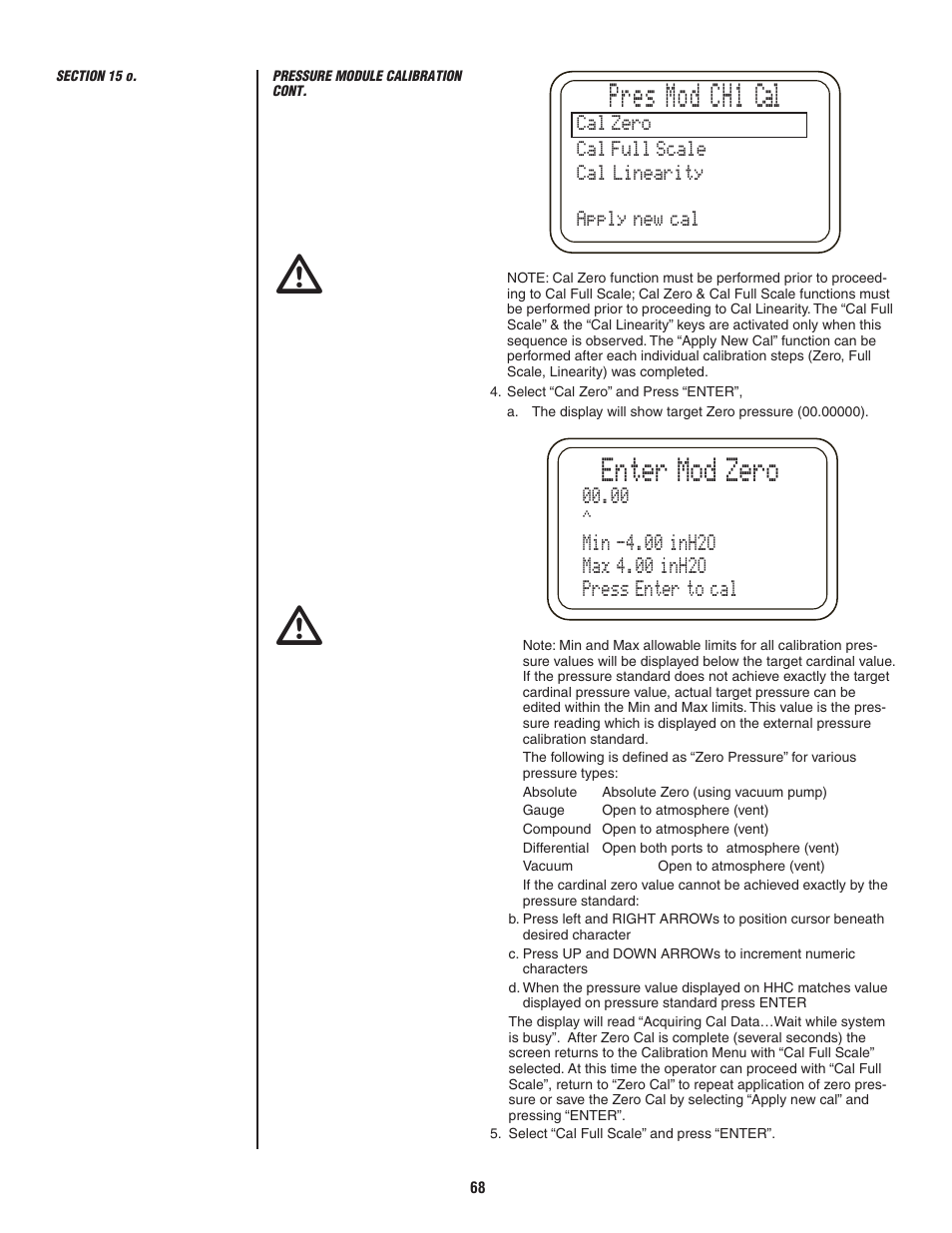 Pres mod ch1 cal, Enter mod zero | Ashcroft ATE-2 - Handheld Calibrator User Manual | Page 70 / 86