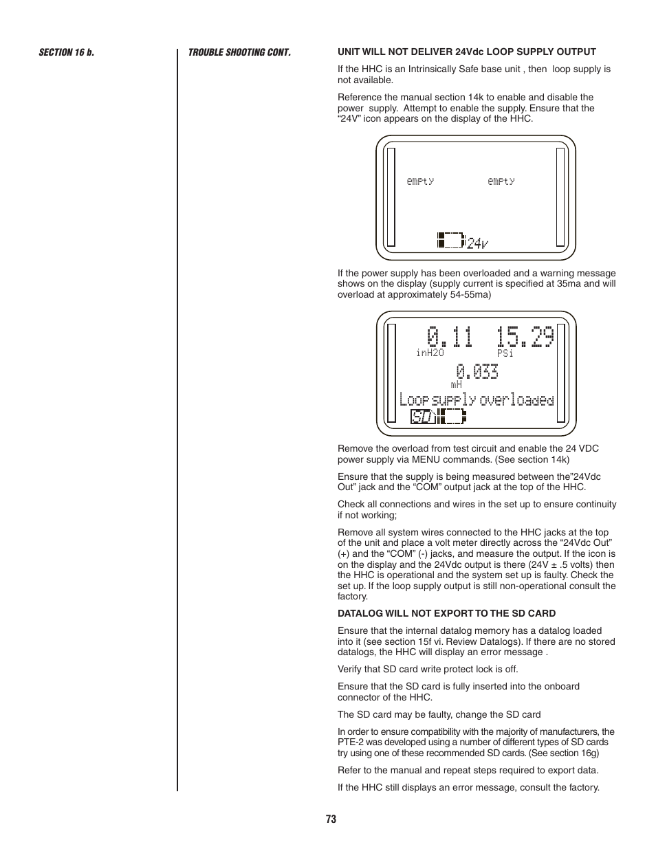 Loop supply overloaded, Empty empty | Ashcroft ATE-2 - Handheld Calibrator User Manual | Page 75 / 86