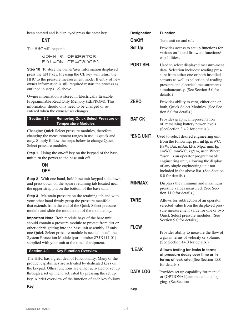 John q operator ent=ok ce=cancel | Ashcroft ATE-100 Handheld LCD Digital Calibrator User Manual | Page 14 / 80