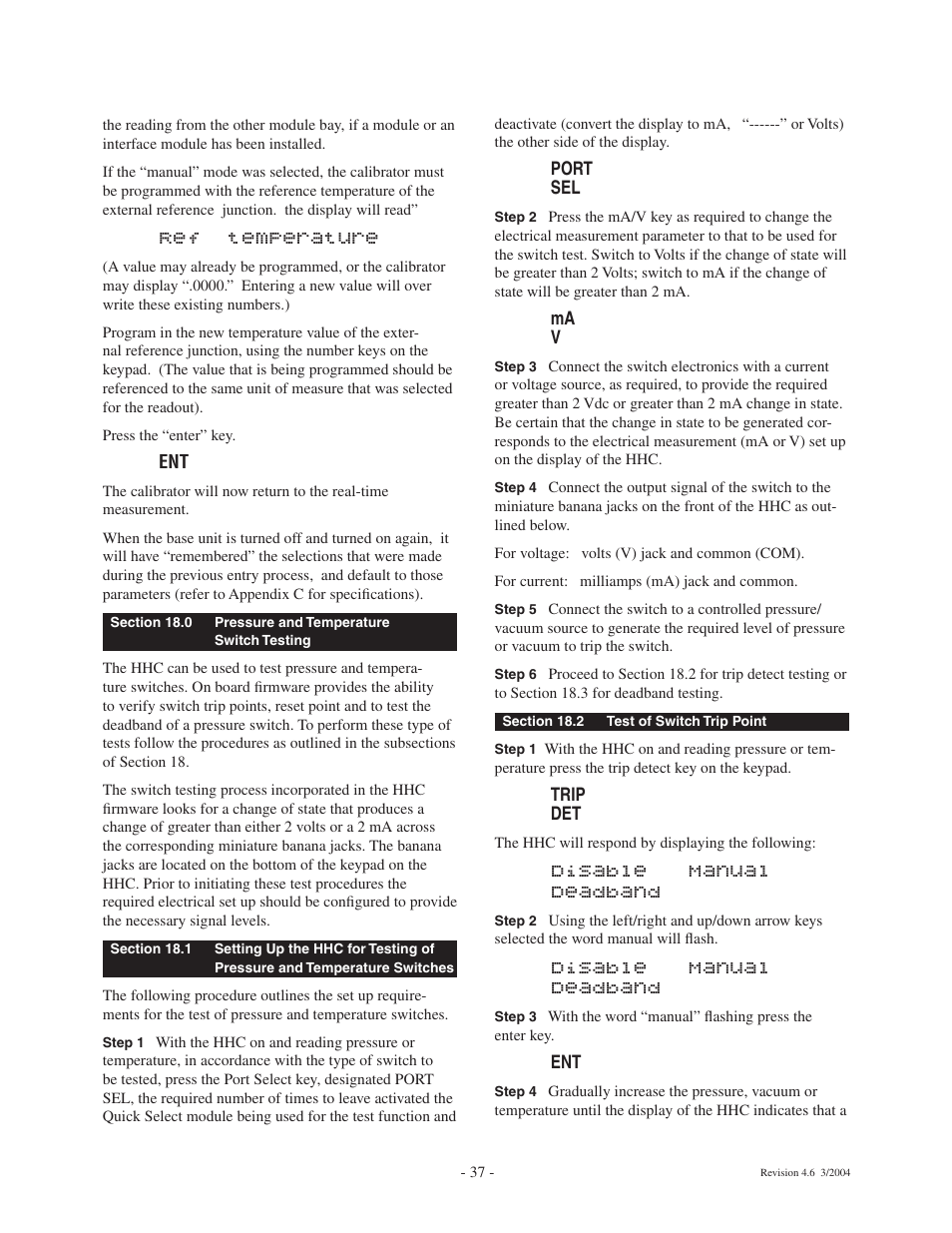 Disable manual deadband, Ref temperature | Ashcroft ATE-100 Handheld LCD Digital Calibrator User Manual | Page 37 / 80