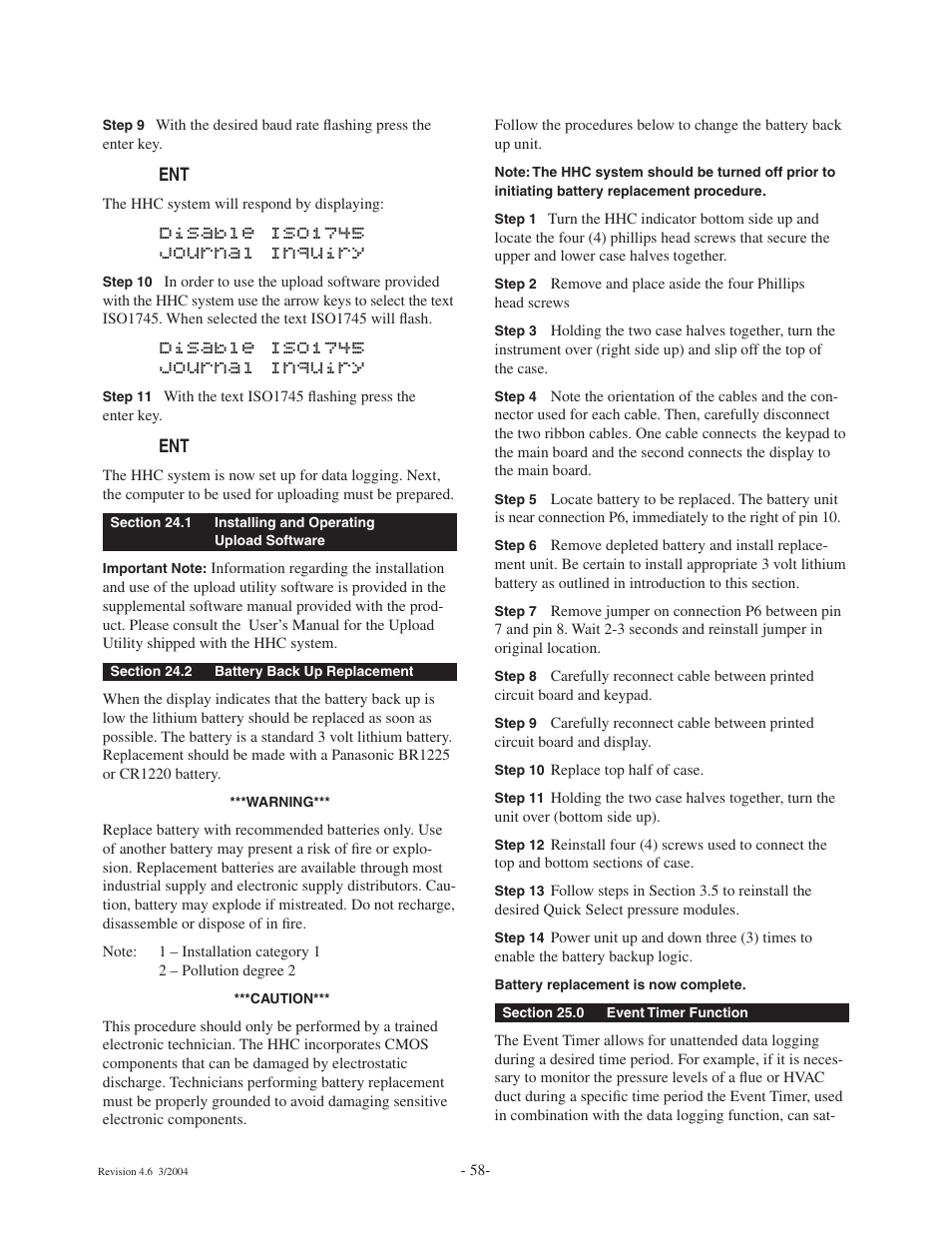 Disable iso1745 journal inquiry | Ashcroft ATE-100 Handheld LCD Digital Calibrator User Manual | Page 58 / 80