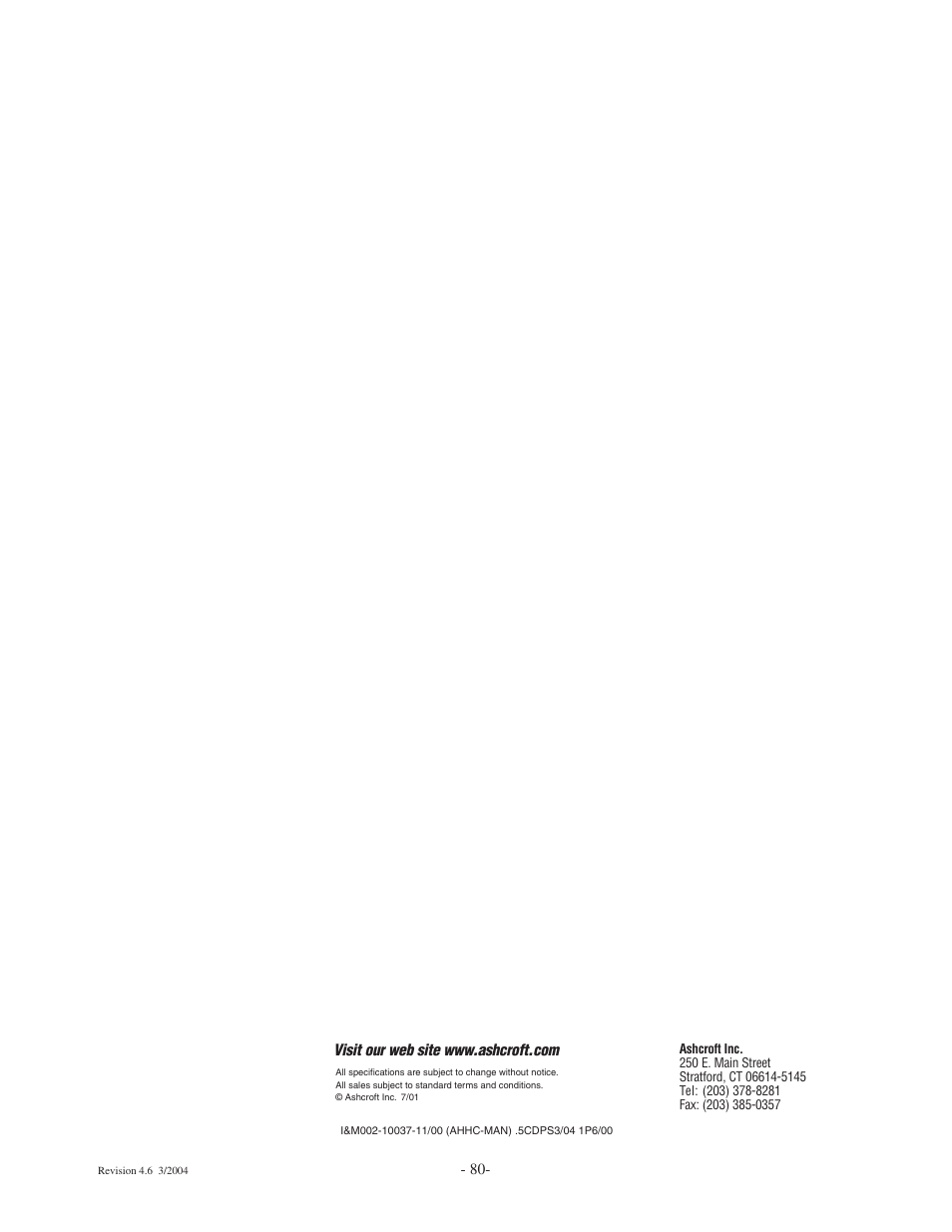 Ashcroft ATE-100 Handheld LCD Digital Calibrator User Manual | Page 80 / 80