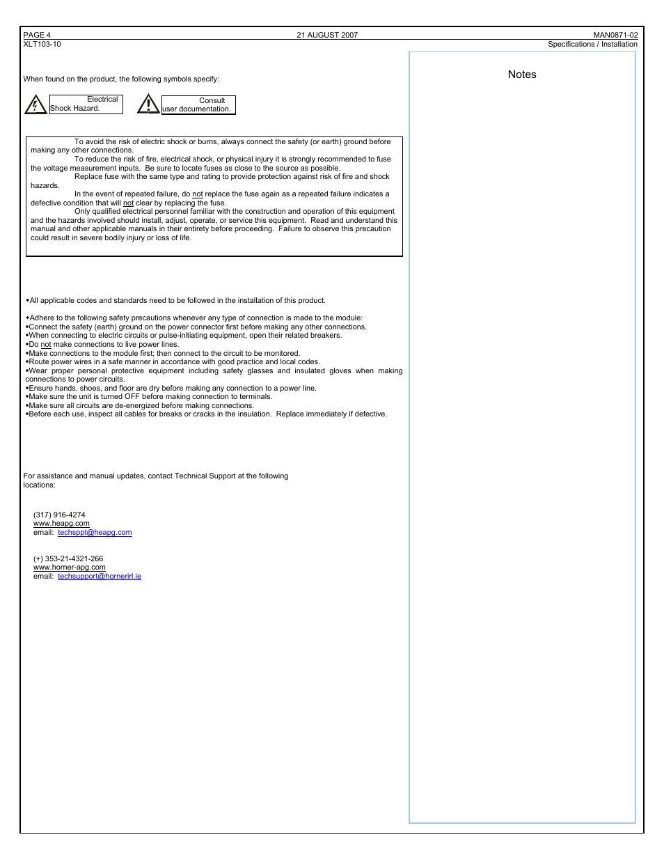 Horner APG XLt OCS HE-XT103-10 User Manual | Page 4 / 4