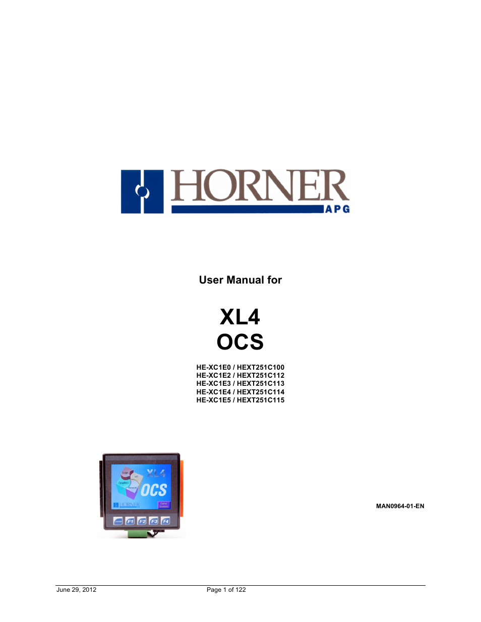 Horner APG XL4 OCS User Manual | 122 pages