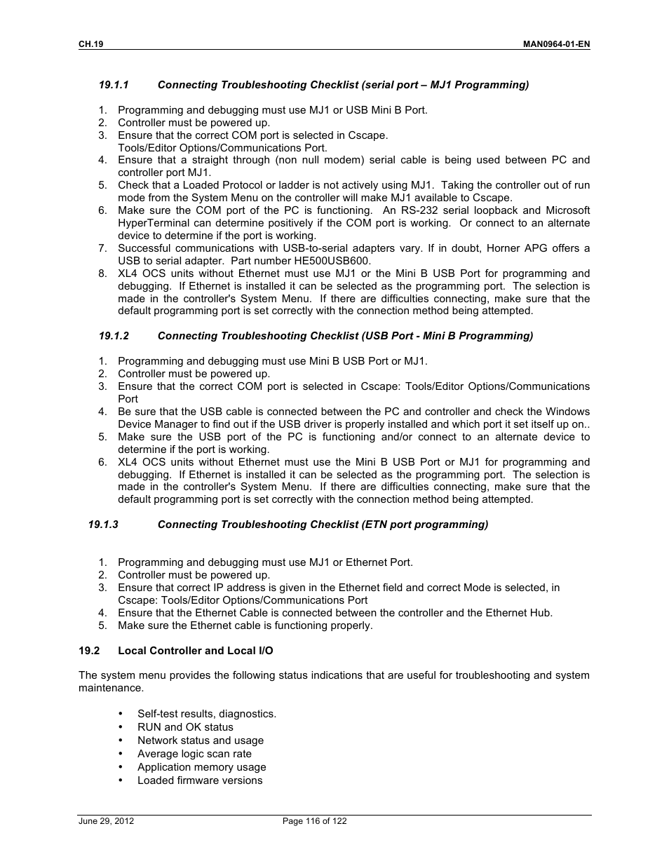 Horner APG XL4 OCS User Manual | Page 116 / 122