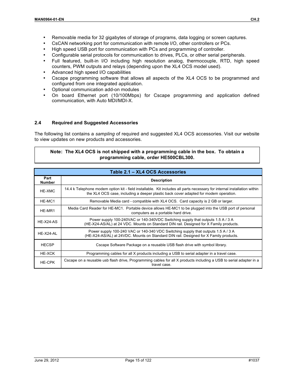 Horner APG XL4 OCS User Manual | Page 15 / 122