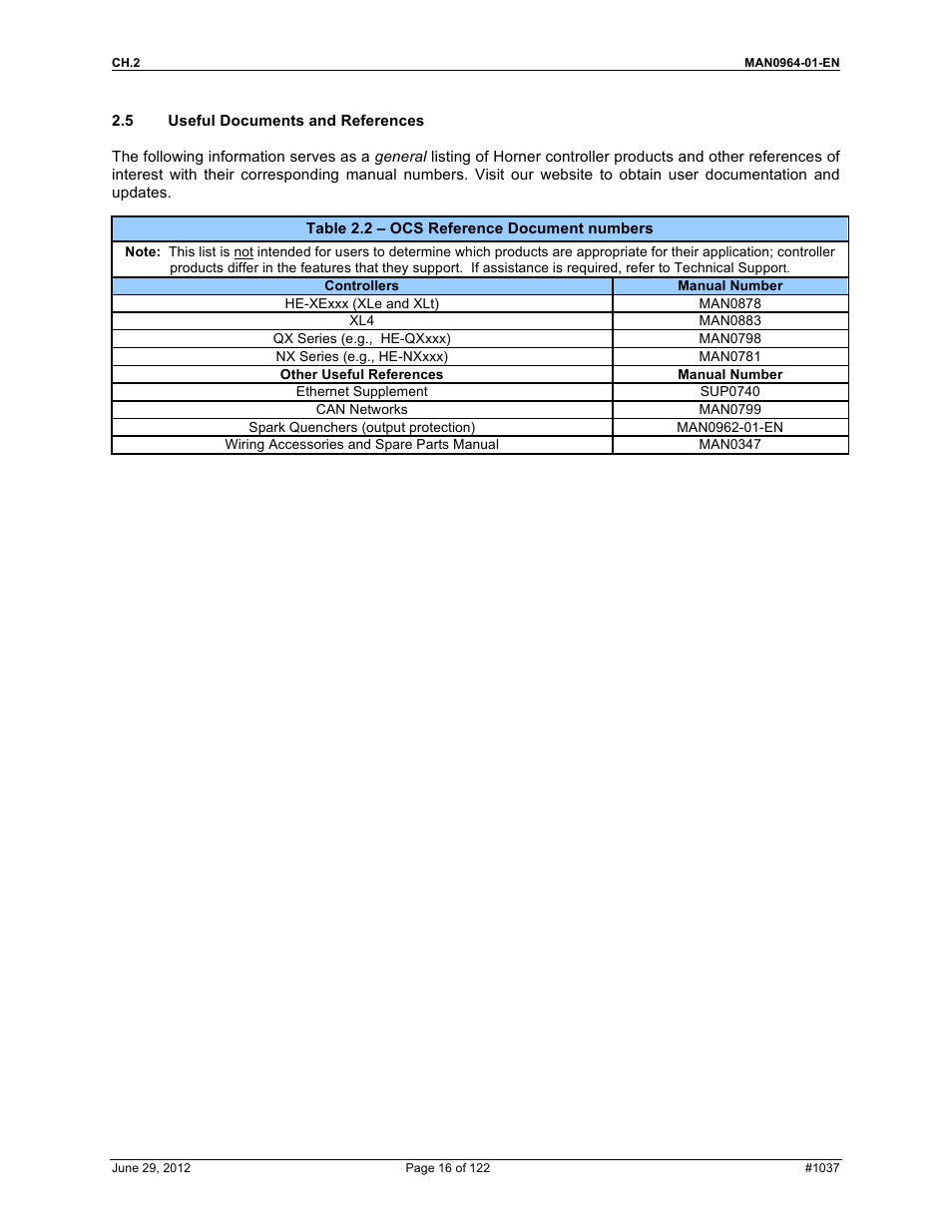 Horner APG XL4 OCS User Manual | Page 16 / 122