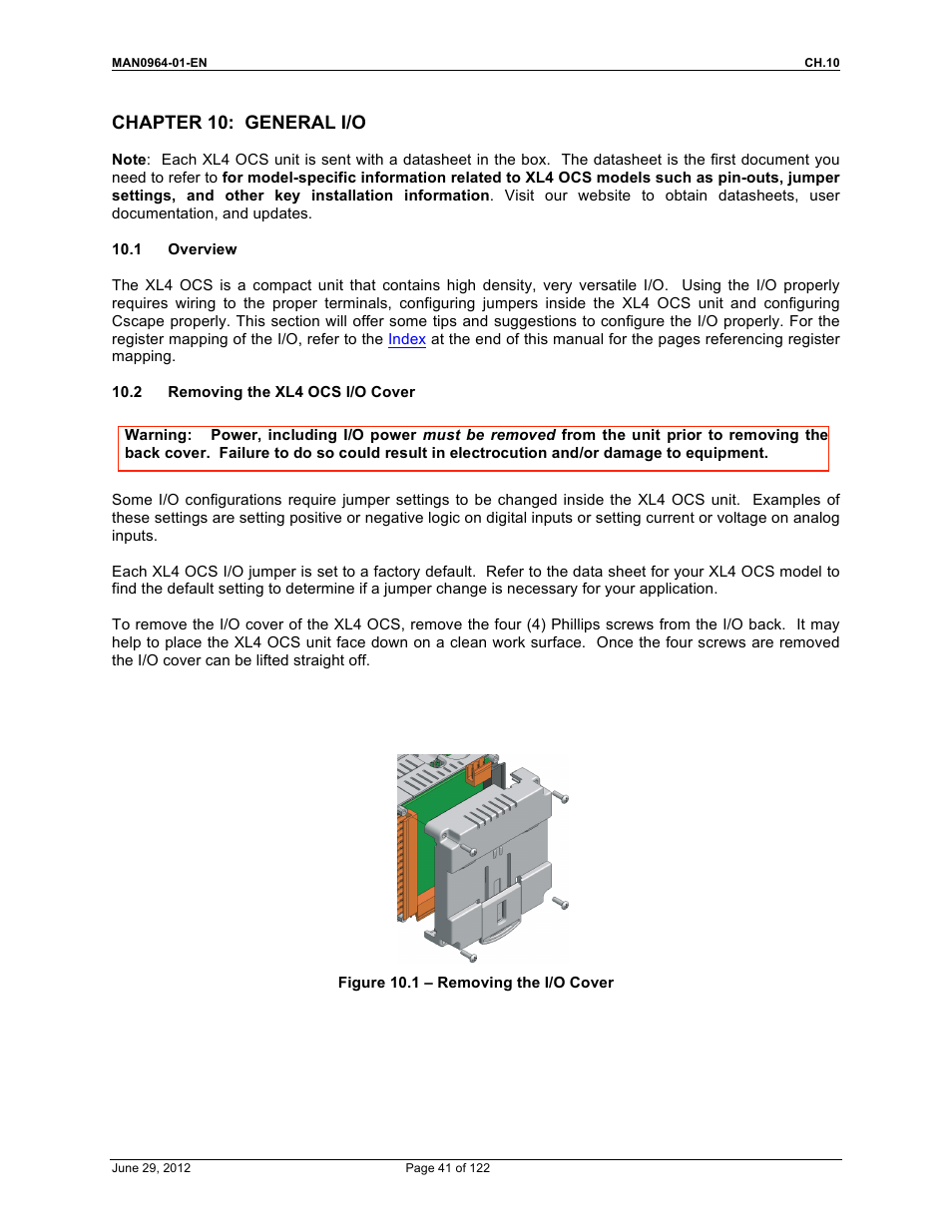 Chapter 10: general i/o | Horner APG XL4 OCS User Manual | Page 41 / 122