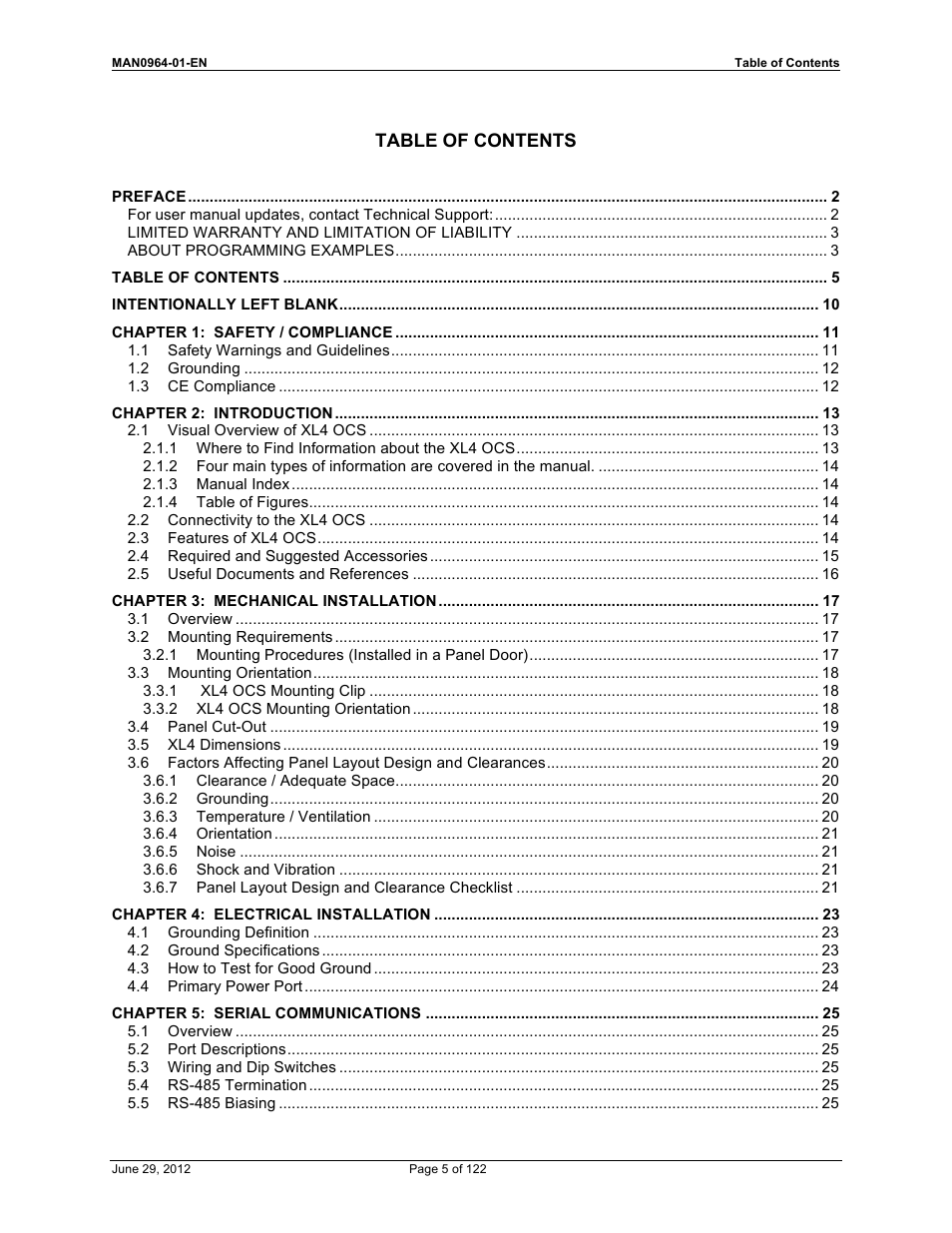 Horner APG XL4 OCS User Manual | Page 5 / 122