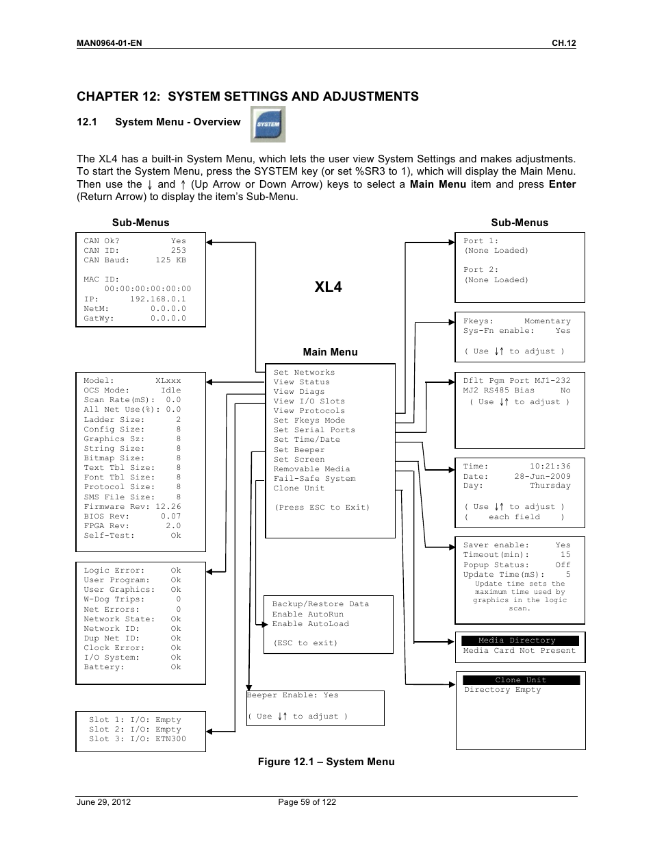 Chapter 12: system settings and adjustments | Horner APG XL4 OCS User Manual | Page 59 / 122