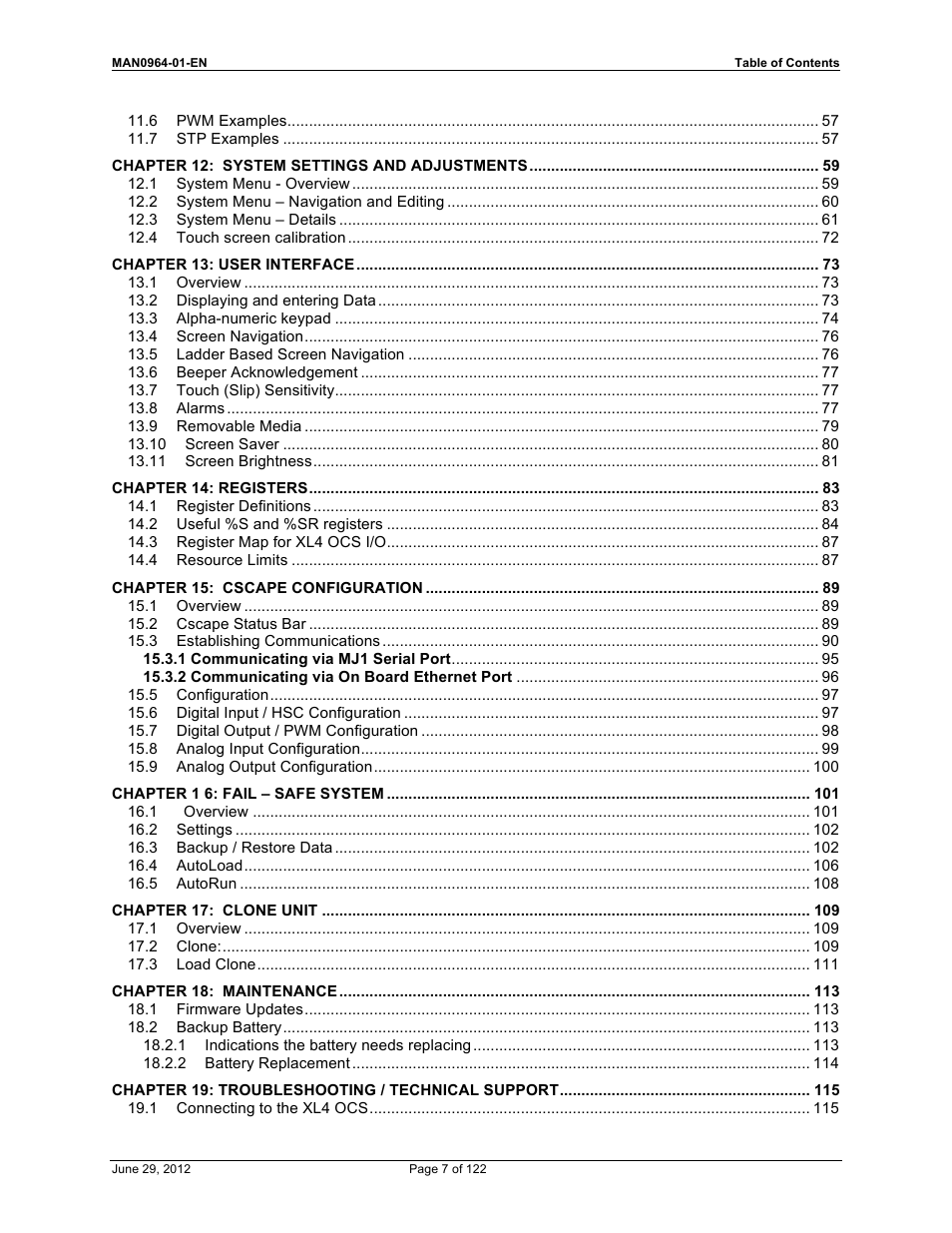 Horner APG XL4 OCS User Manual | Page 7 / 122