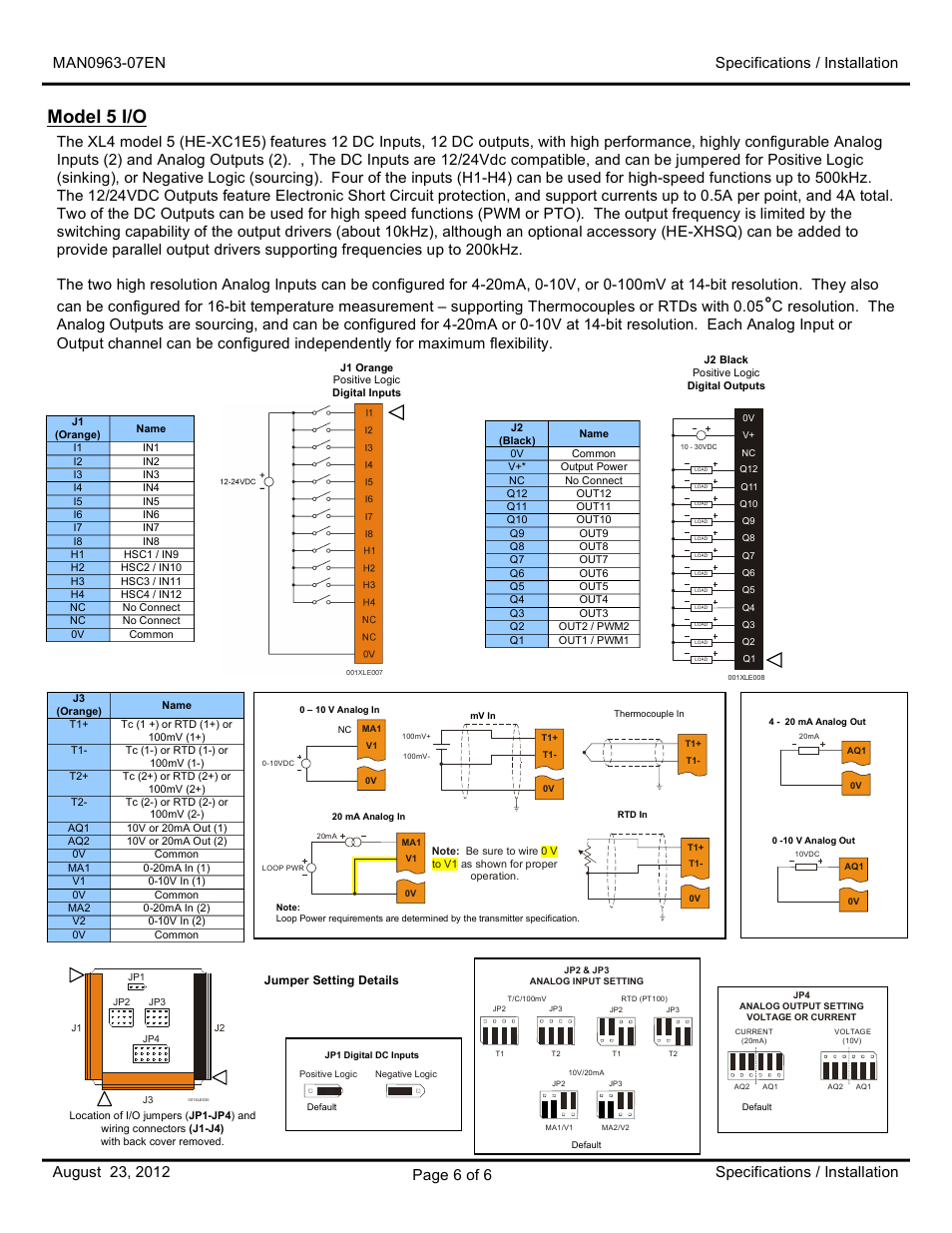 Model 5 i/o | Horner APG XL4 OCS User Manual | Page 6 / 6