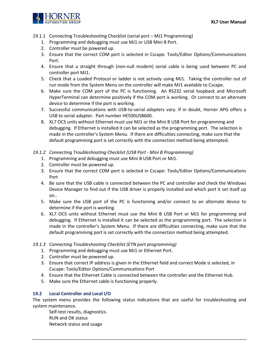 2 local controller and local i/o | Horner APG XL7 OCS User Manual | Page 103 / 110