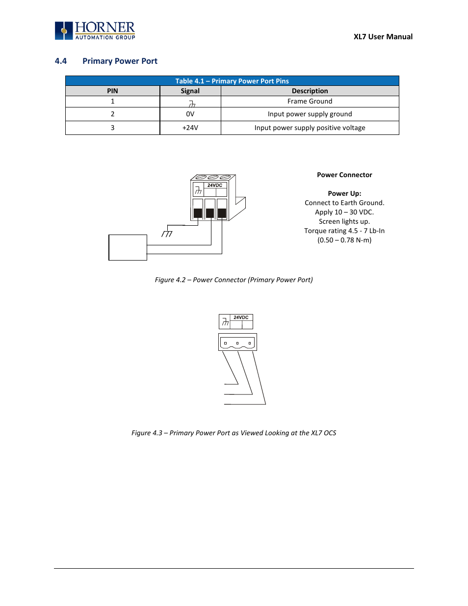 4 primary power port | Horner APG XL7 OCS User Manual | Page 23 / 110