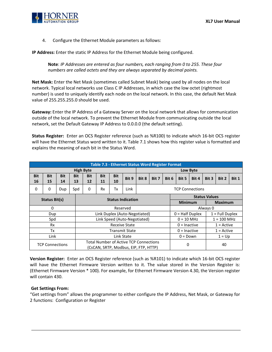 Horner APG XL7 OCS User Manual | Page 30 / 110