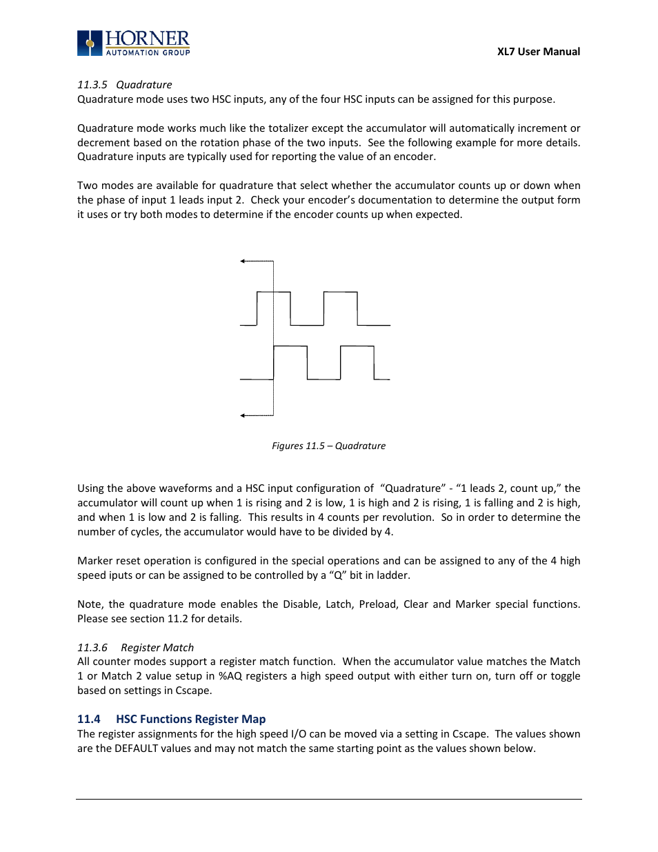 5 quadrature, Figures 11.5 – quadrature | Horner APG XL7 OCS User Manual | Page 47 / 110