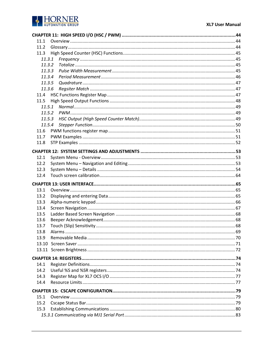 Horner APG XL7 OCS User Manual | Page 7 / 110