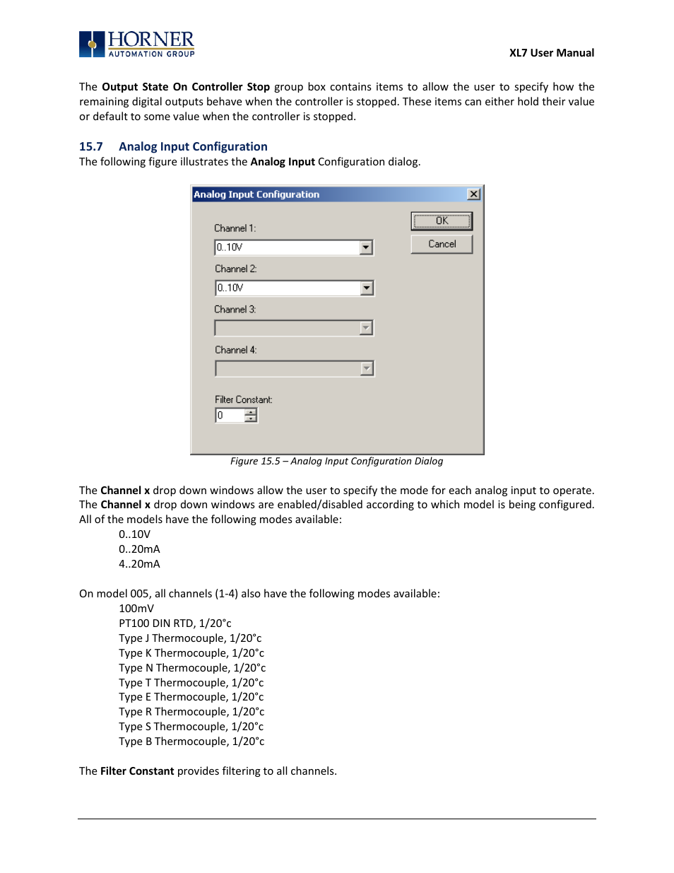 7 analog input configuration | Horner APG XL7 OCS User Manual | Page 87 / 110