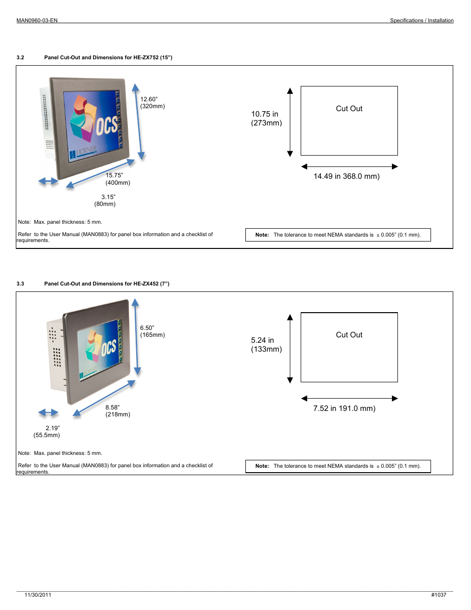 Horner APG ZX 752 OCS HE-ZX1152 User Manual | Page 3 / 6