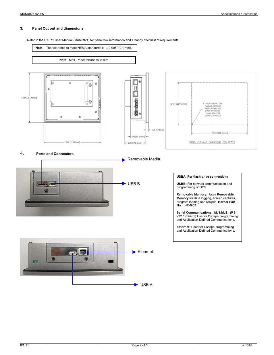 Horner APG RX371 OCS HERX371C101 User Manual | Page 2 / 5