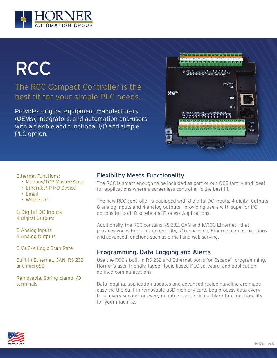 Horner APG RCC HE-RCC972 User Manual | 2 pages