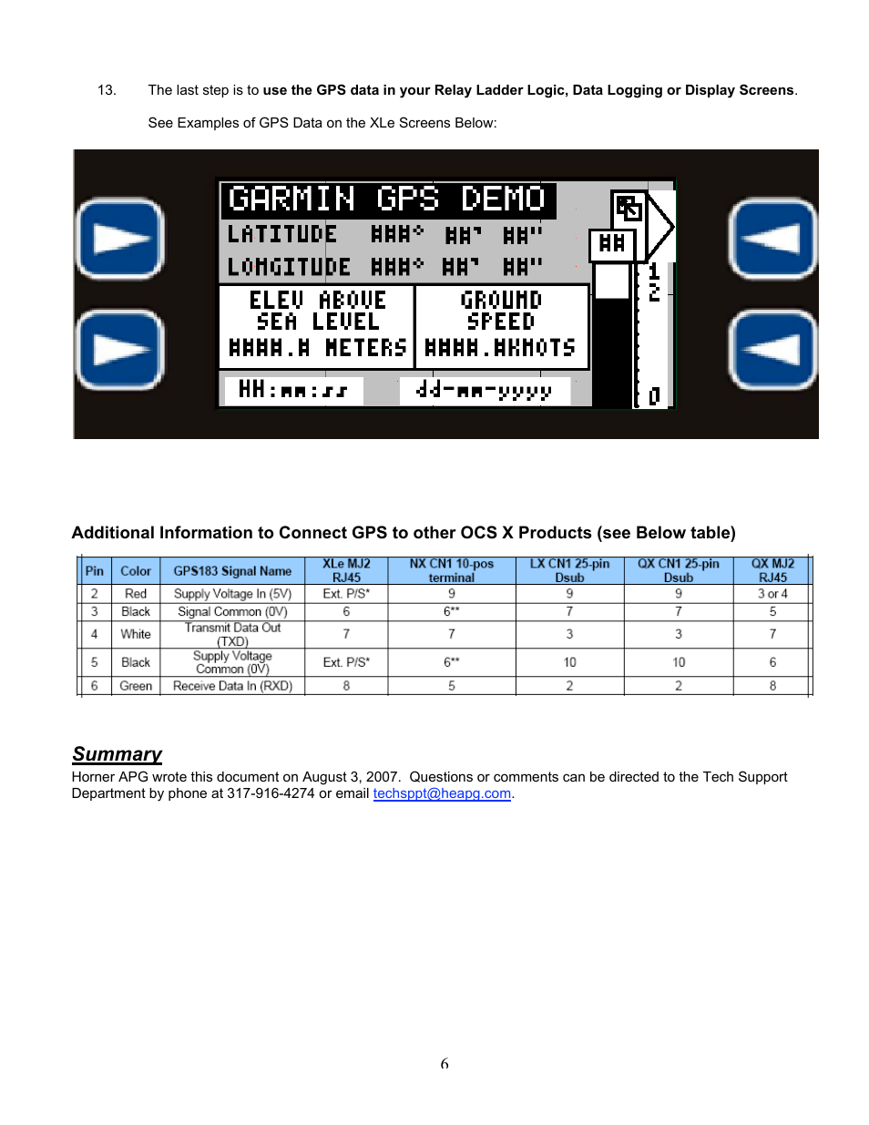 Summary | Horner APG GPS Receiver User Manual | Page 6 / 6