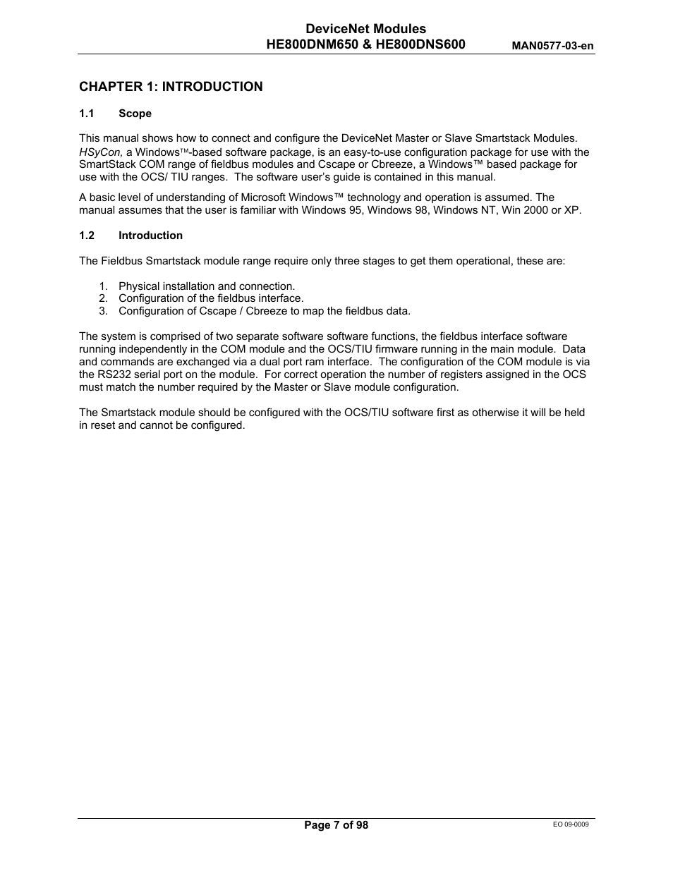 Horner APG SmartStack I/O HE800DNS600/HEDNS600 User Manual | Page 7 / 98